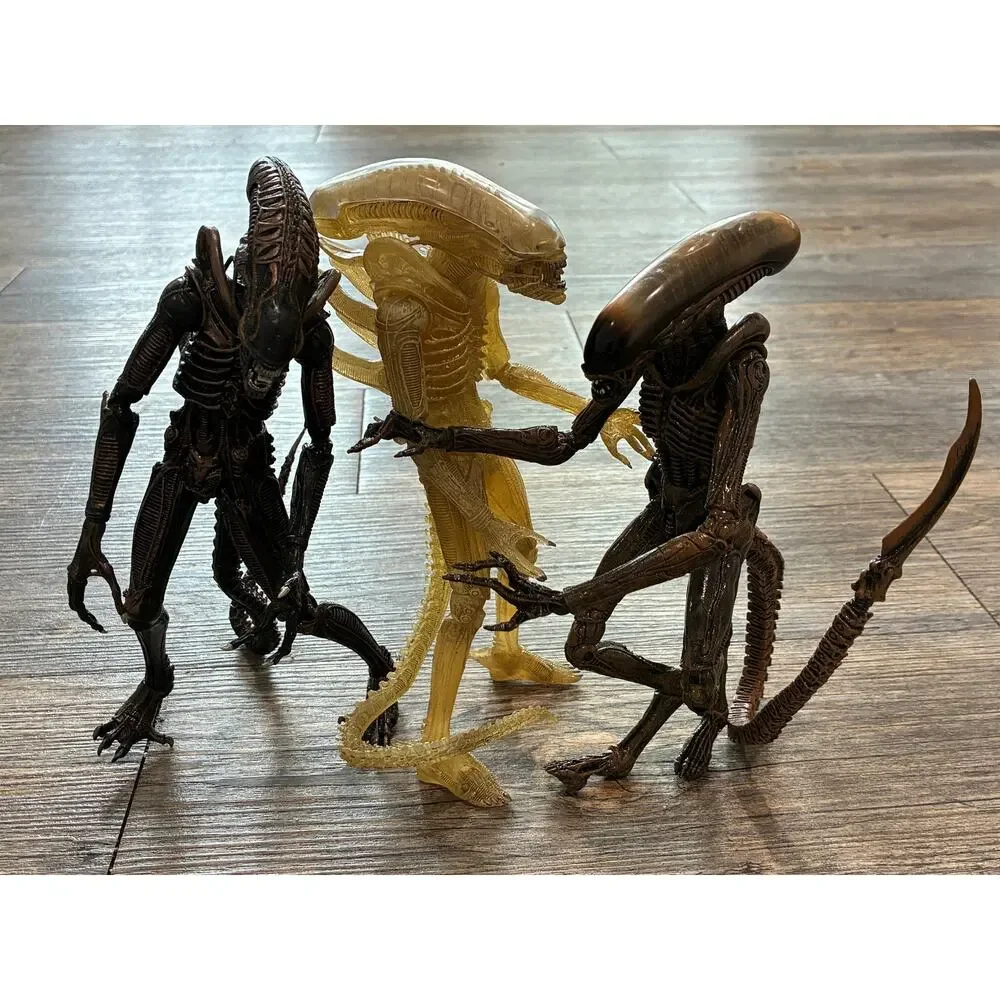 NECA Aliens Xenomorph Action Figures, bundle of 3 w/ articulated joints, 9 in.